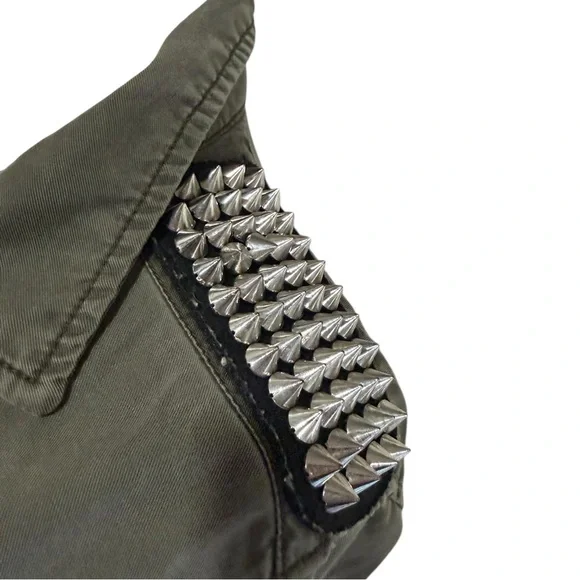 Zara Basic Studded Shoulder Lyocell Button-Down Shirt Size L - Picture 4 of 8